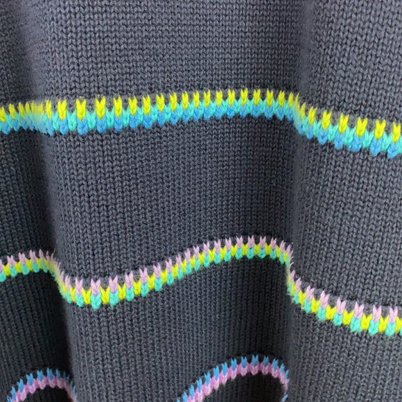 Vintage Requirements Woman Navy Purple Embroidered Striped Mom Sweater 90s 1X - Picture 10 of 10